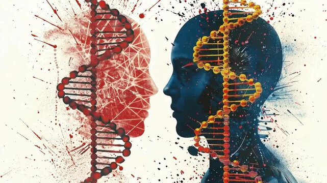 Genetic Identity & Human Evolution | DNA Within: Artistic Fusion of Genomics and Consciousness | Heredity Meets Self &ndash; Symbolic Portrait of Personalized Medicine
