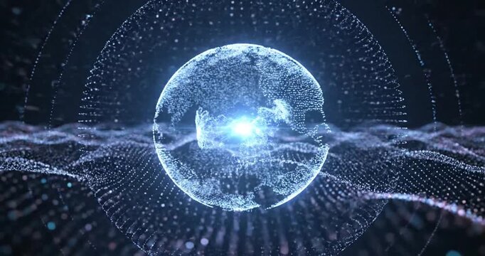 Glowing Sphere with Particles and Waves.