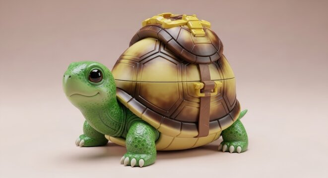 Cute Turtle Toy with Detailed Shell Design.