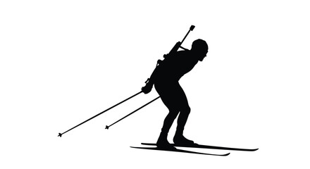 Winter Olympics Silhouette of a biathlete in a prone shooting stance, ready for action in a winter sport competition