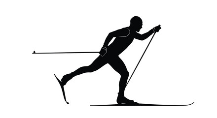 Winter Olympics Silhouette of a skier with poles and skis, demonstrating a cross-country skiing motion