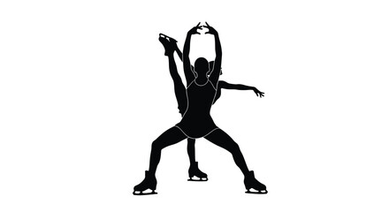 Winter Olympics Dynamic Silhouette of Two Figure Skaters in a Graceful Pose During a Performance