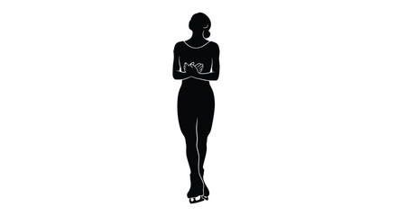 Winter Olympics Silhouette of a female figure skater in a dress on ice skates, arms crossed