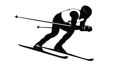 Winter Olympics Silhouette of a cross-country skier in action, demonstrating dynamic movement and athleticism on the slopes