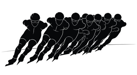 Winter Olympics Speed skaters in unison, a synchronized pursuit of victory on the ice, showcasing athletic prowess and competitive spirit