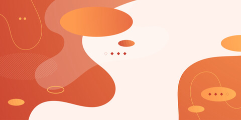Abstract orange banner background with fluid and circle shapes pattern geometric design. Wave style element concept design.