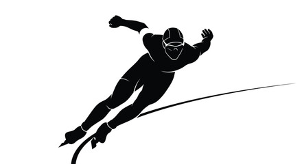 Winter Olympics Dynamic Vector Illustration of a Speed Skater in Full Sprint, Capturing the Power and Agility of the Athlete on Ice During a Competitive Race