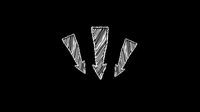 3 arrows pointing down animated icon arrow pointing to an object 4k looping
