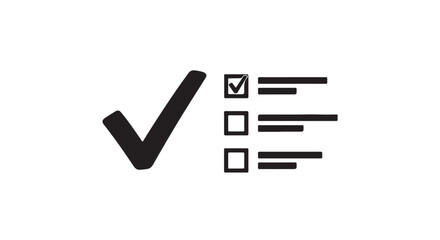 Checklist with checked box and tick mark in simple black icon on white background for user interface design © MdAzrafhssn