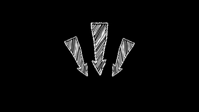 3 arrows pointing down animated icon arrow pointing to an object 4k looping