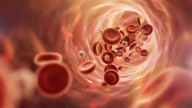 A red blood cell is shown in the center of the image. There are many other red blood cells in the image