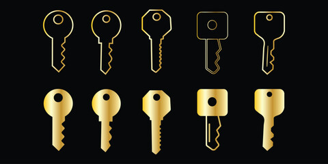 Key icon vector illustration. Key sign and symbol Key icon set. Isolated key vector set. Secure private sign. Lock key icon set.