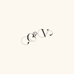 Obraz premium elegancy and beauty in one look VC with monogram concept letter wedding caligraphic logo