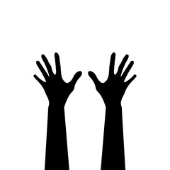 Obraz premium Crowd of stretched hands. Vector illustration.