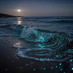 Bioluminescent algae responsible for glowing waves at night