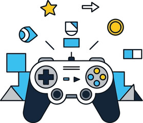 Modern Gaming Controller with Abstract UI Elements Vector