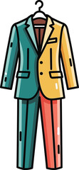 Modern Multi-Colored Business Suit on Hanger Illustration