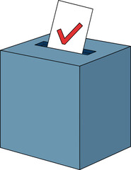 Election Ballot Box with Voted Paper Slot Vector Icon