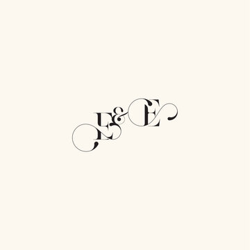 wedding caligraphic logo EE elegancy and beauty in one look with monogram concept letter