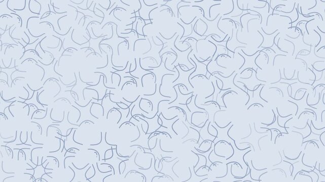 Seamless blue doodle art pattern with cartoon line illustrations, suitable for kids design, wrapping paper, textiles, and digital decoration.