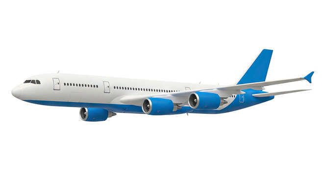 White and Blue Wide-body Airplane Side View