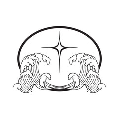hand drawn japanese wave tattoo illustrations
