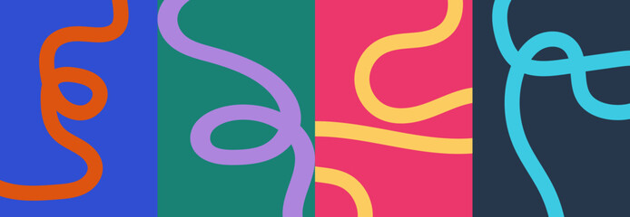 Obraz premium Vibrant abstract poster with flowing shapes in warm colors featuring colorful, fluid wavy lines for a dynamic, modern feel, a dynamic modern feel. typography for creative wall art design