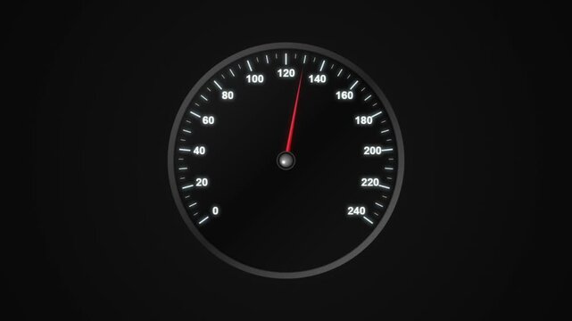 Speedometer gauge animation. Car dashboard tachometer indicator moving. Automotive instrument cluster loop.