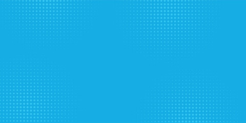 Halftone dots on blue background. Comic pop art style blank layout. geometric, modern