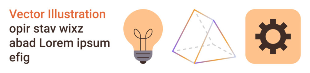 Innovation, education, creativity, technology, design, efficiency. Light bulb, triangular geometric shape and gear icon on a white background. Innovation and creativity concept © robu_s