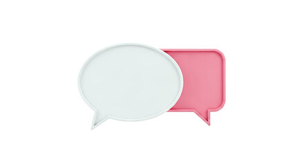 Fototapeta premium Two Speech Bubbles, One White, One Pink, Isolated on White