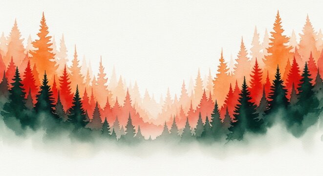 Vibrant autumn forest landscape with colorful trees