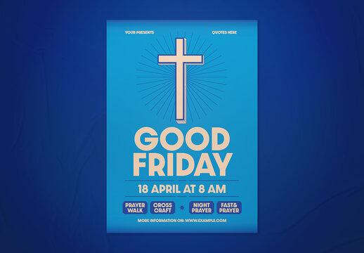 Blue Vintage Good Friday Flyer