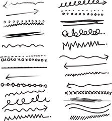 Obraz premium Hand Drawn Scribble Lines Arrows and Underlines for Design Elements
