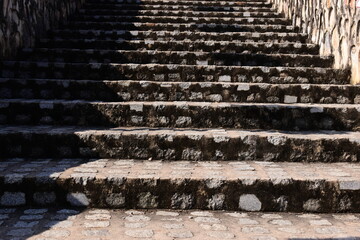 old stone stair with sunlight, exterior design