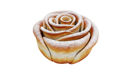 Fototapeta premium Rose-shaped pastry dusted with powdered sugar