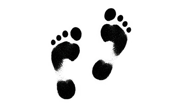 Black footprints on a transparent background isolated on transparent background