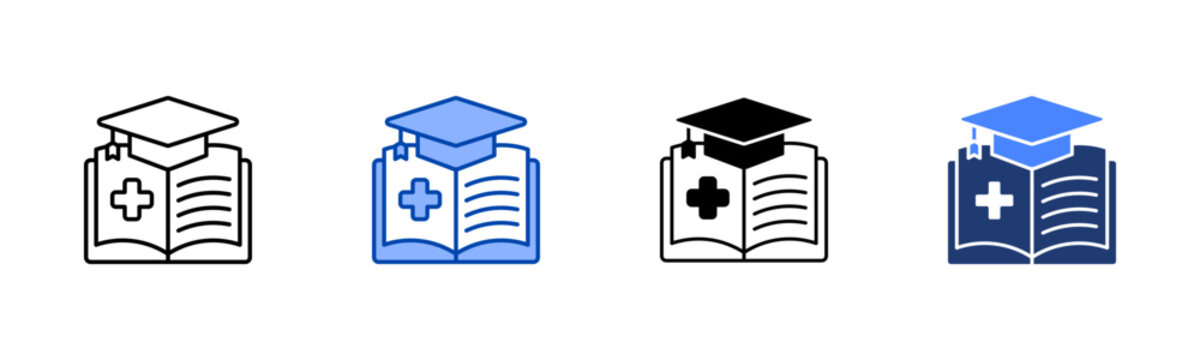 Medical Education icon set multiple style collection