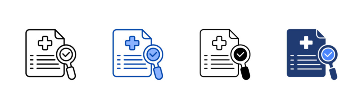 Healthcare Research icon set multiple style collection