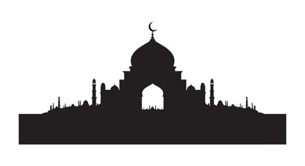 Fototapeta premium Ramadan Mosque Silhouette Sticker Coastal Arch