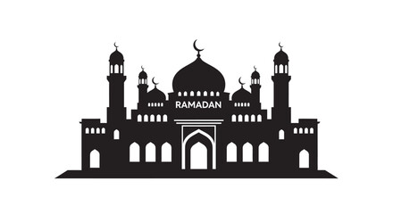 Ramadan Village Mosque Silhouette Side View