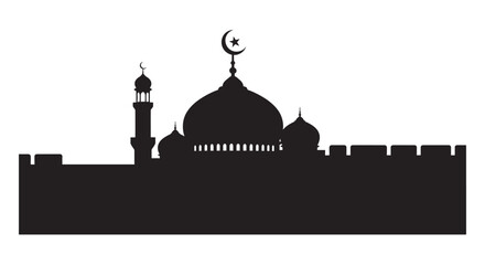 Fototapeta premium Ramadan Mosque Island Silhouette Greeting Card