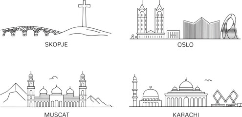 Fototapeta premium Dushanbe skyline outline city landmark architecture urban design famous buildings famous travel destination