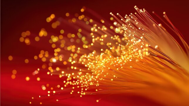Close-Up of Orange Fiber Optic Cable Cross-Section