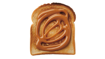 Fototapeta premium Toasted bread slice with caramel spread for a sweet snack