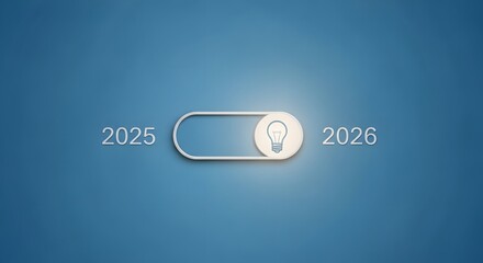 Toggle switch between 2025 and 2026 with glowing idea bulb