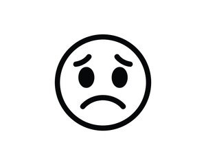 Obraz premium A frowning emoticon face with a disappointed expression on a white background