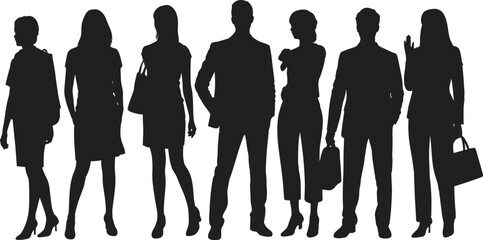 business silhouettes, professional group, corporate teamwork, leadership concept, office diversity, workplace collaboration, career success
