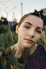 Generated art and fashion portrait of a woman.