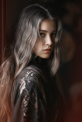 Generated art and fashion portrait of a woman.